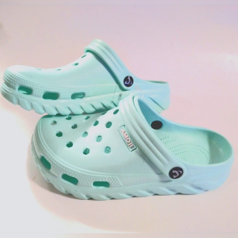 Garden Clogs Unisex Youth W-10 M-8 Baby Blue Casual Sandals Slip On Shoes Amoji